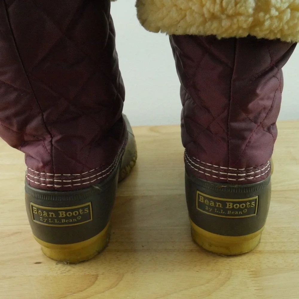 LL Bean Quilted Duck Boots Sherpa Lined Women 10 M USA Vintage Heritage Utility